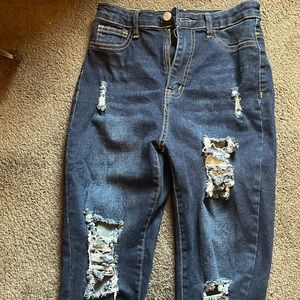 Blue stretchy jeans